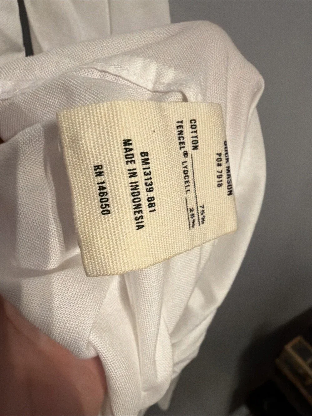 Buck Mason Men’s XL White California Oxford One Pocket Shirt